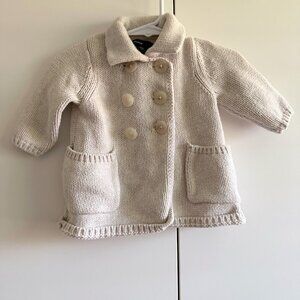 Baby Gap 100% Cotton White Ivory Knit Cardigan with Buttons 0-3M